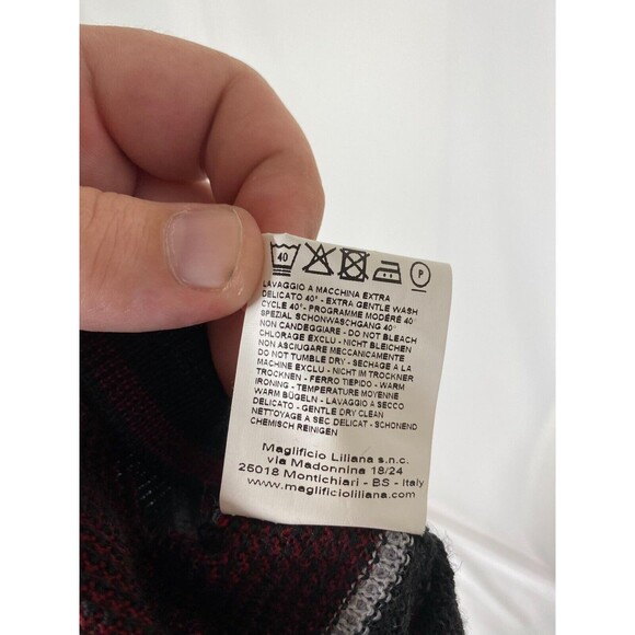 Montechiaro Men’s Sweater Red White Grey and Black Striped 1/4 Zip Size XXL - Picture 9 of 9